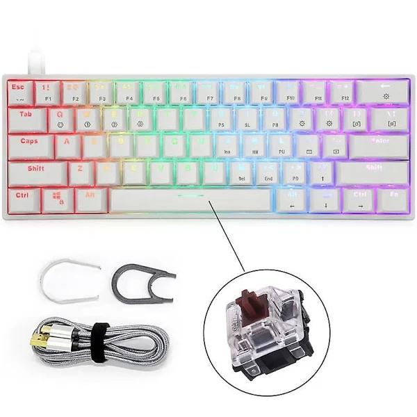 Gk61 Keyboard Waterproof Mini Compact 61 RGB Backlit Hotswap With 3pin 5pin DIY Brown Switch