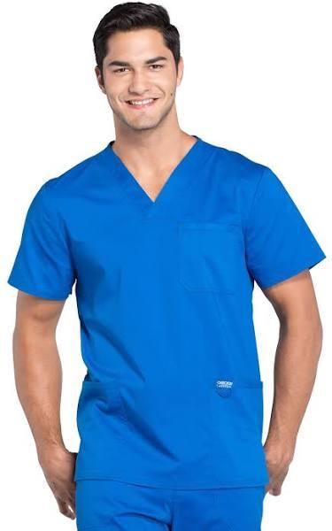 Cherokee Workwear Revolution Men's V-Neck Scrub Top - XS - Royal