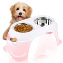 truepal Dual Elevated Raised Pet Dog Puppy Feeder Bowl Stainless Steel Food Water Stand (Pink)