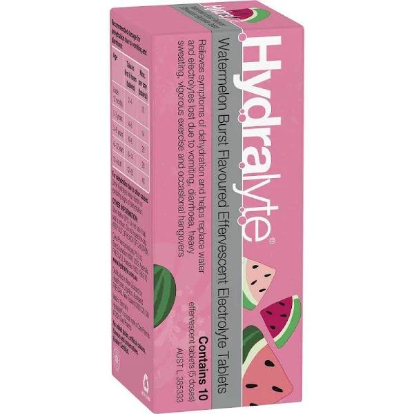 Hydralyte Effervescent Electrolyte Tablets Watermelon Burst 10 Pack