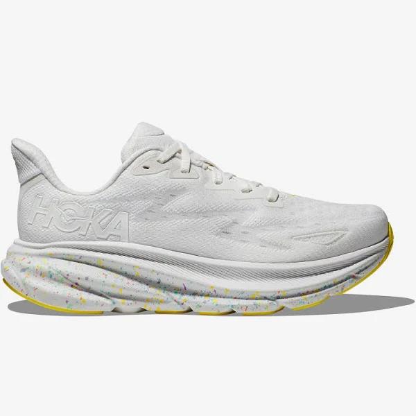 Womens Hoka Clifton 9 White / Lemonade / US 10.5