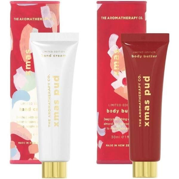 The Aromatherapy Co. Festive Favours Xmas Pud Hand Cream 30ml & Body Butter 30ml Set