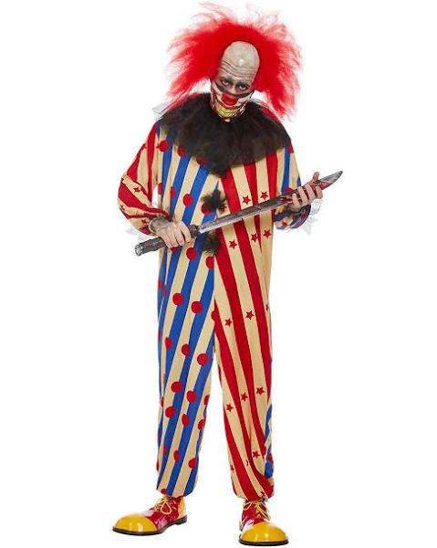 Creepy Clown Costume Red & Blue XL