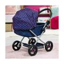 Bayer Cosy Doll Pram - Dark Blue With Pink Hearts