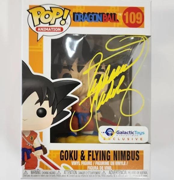 Dragon Ball - Goku & Flying Nimbus #109 Chrome Funimation Exclusive Stickered Signed Pop! Vinyl | Ozzie Collectables