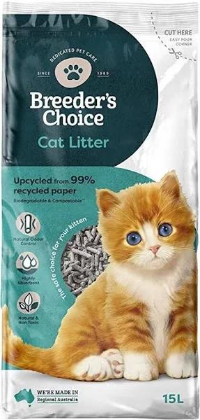 Breeders Choice Odour Control Lightweight Recycled Paper Cat Litter