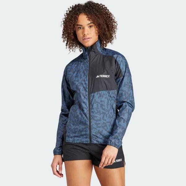 adidas-Terrex Trail Running Wind Jacket-Women-Wonder Steel / Black-S