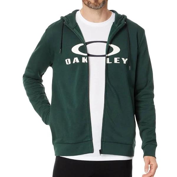 Oakley Bark 2.0 Full Zip Hoodie Dark Green White Logo - L