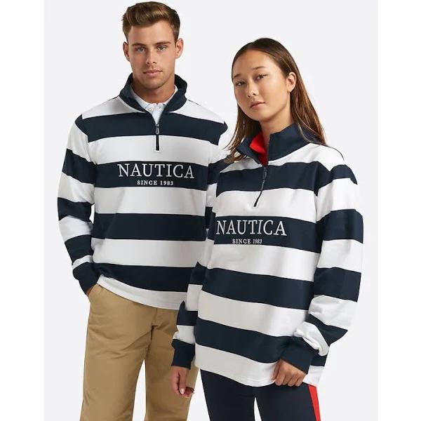 Nautica Spinnaker Collection Bar Stripe ¼ Zip Jumper XS Dark Navy