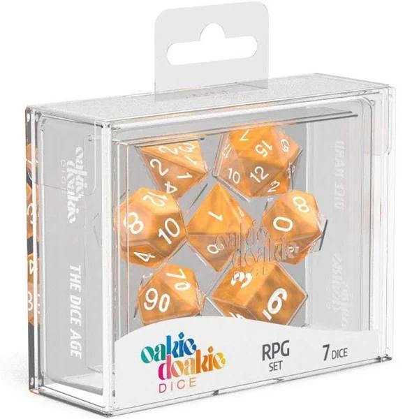 Oakie DOAKIE Dice RPG Set Marble - Orange (7)