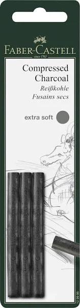 Faber Castell Pitt Compressed Charcoal Sticks - Extra Soft 3pc