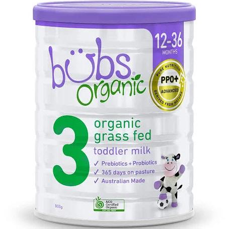 Bubs Organic Grass FED Formula Stage 3 Toddler 800g