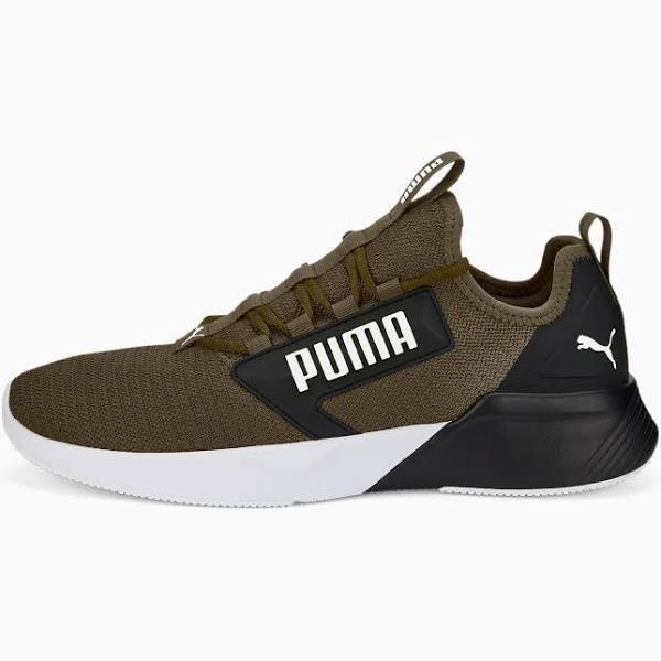 Puma Men's Retaliate Block Running Shoe, Deep Olive/Black/White, US 11