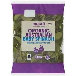 Macro Certified Organic Baby Spinach Salad 100g