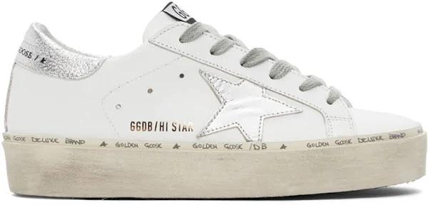 Golden Goose White & Silver Hi Star Sneakers