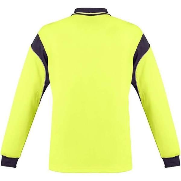 Syzmik ZH249 Mens Hi Vis Aztec Long Sleeve Polo Yellow/Charcoal / 5XL