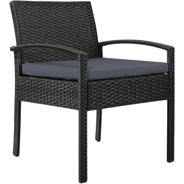 Gardeon Outdoor Furniture Bistro Wicker Chair - Black