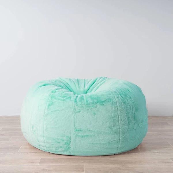 Plush Fur Bean Bag - Turquoise Cloud