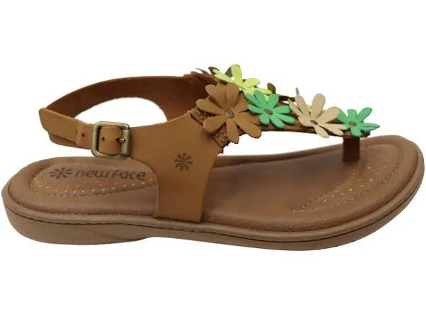 New Face Kimmy Womens Comfortable Leather Sandals Made in Brazil Tan Multi 10 AUS or 41 EUR