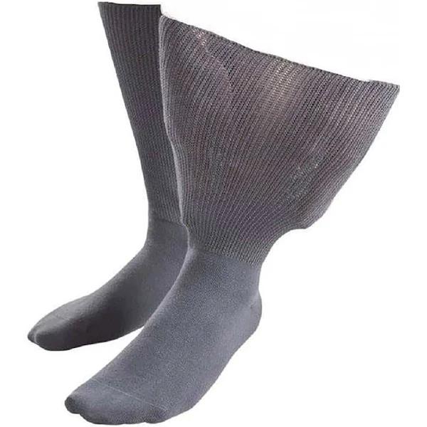 IOMI Unisex Extra Wide Soft Cotton Oedema Socks Dark Grey 4-7 UK