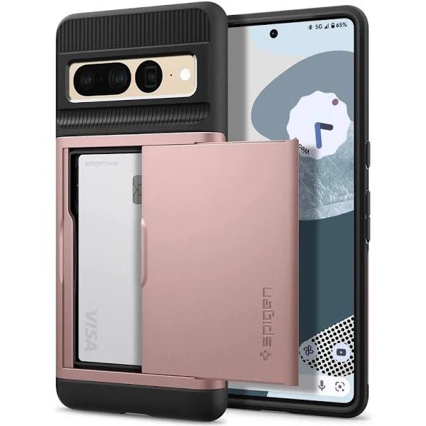 SPIGEN Slim Armor CS Case Designed For Google Pixel 7 Pro (2022) Card Slider Holder Cover - Rose Gold