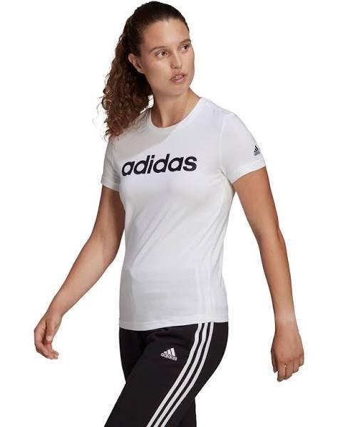 adidas-Essentials Slim Logo Tee-Women-White / Black-M