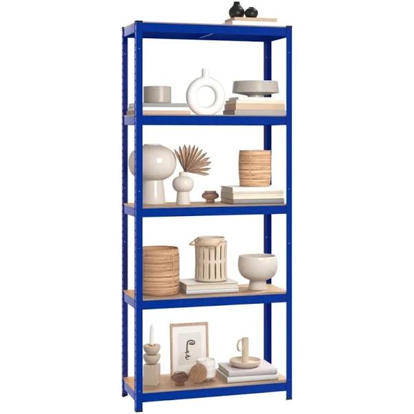 5-Layer Shelves 2 Pcs Blue Steel&Engineered Wood vidaXL