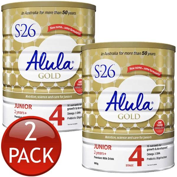 2 X S-26 Alula Gold Junior 2+ Years Stage 4 900g Toddler Milk Powder