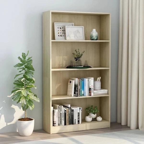 vidaXL - 4-Tier Book Cabinet Chipboard - Sonoma Oak - 80x24x142 cm