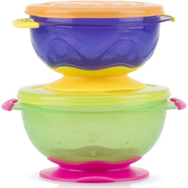 Nuby 2 Pack Stackable Suction Bowls with Lids