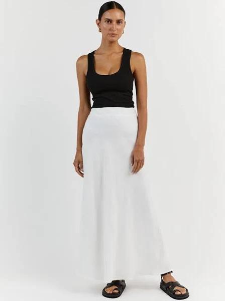 Syrah Linen Midi Skirt in White Size 2 by DISSH