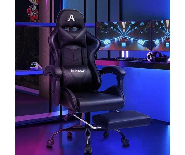 ALFORDSON Gaming Chair with Lumbar Massage Office Chair All Black - AfterPay & zipPay Available