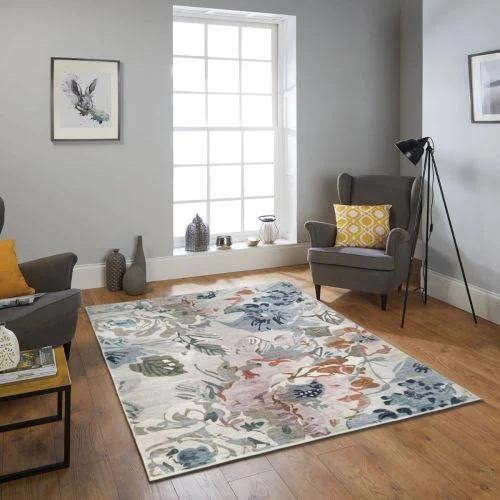 90x150cm Kyul Floral Multicolour Machine Washable Rug