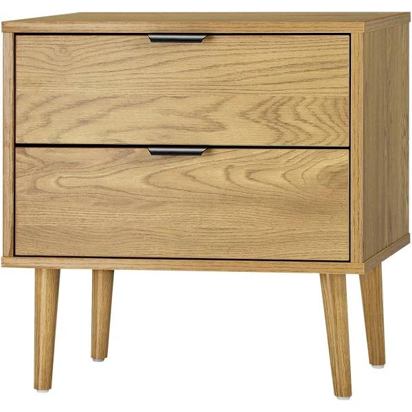 Oikiture Bedside Tables Side Table 2 Drawers Bedroom Furniture Storage Cabinet