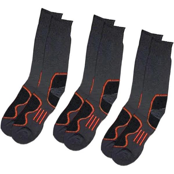 Bonds Explorer 3 Pairs Extreme Impact Crew Mens Thick Work Charcoal Cotton Socks