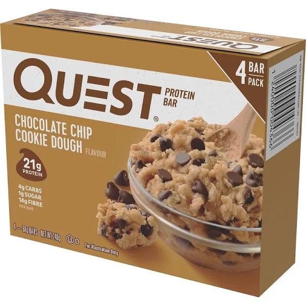 Quest Bar Choc Chip Cookie Dough 60g Protein Bars 20pc