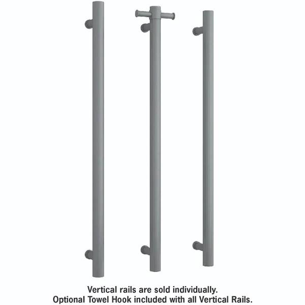 Thermogroup Straight Round Vertical Single Bar Heated Towel Rail Gun Metal