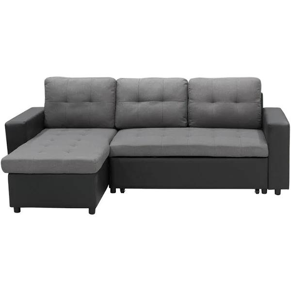 Sarantino 3-Seater Corner Sofa Bed Storage Lounge Chaise Couch Grey