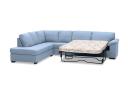 Light Blue Upholstered Linen Rumpus Fabric Corner Suite Left-Hand Facing Chaise with Sofa Bed