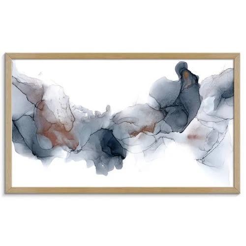 Fire & Ice Abstract Printed Wall Art Frame / Size: Timber Framed Print / 51 x 102cm x 2cm