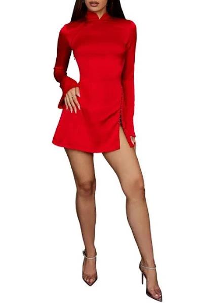 David Jones House of CB 'Alyssa' Satin Mini Dress in Scarlet, Size XS