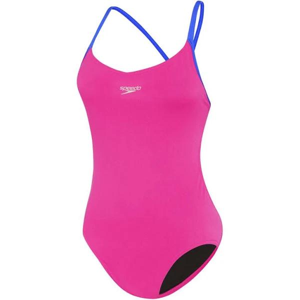 Speedo Womens Solid Thin Strap Vback Pink -34F