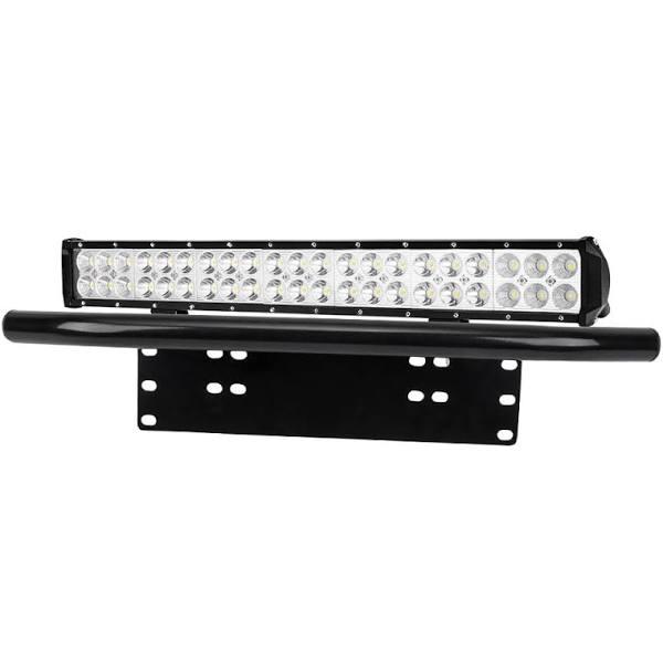 LIGHTFOX 20inch Cree Led Light Bar Spot Flood Work Driving Light + 23'' Number Plate Frame