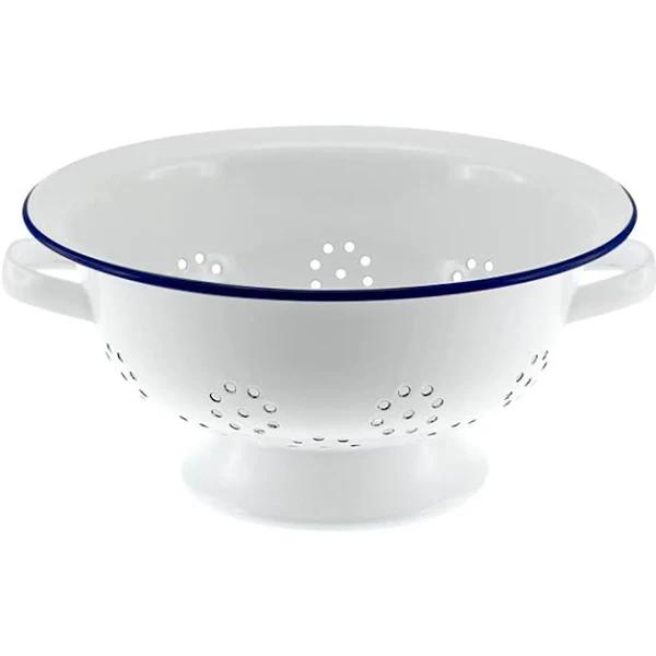 Falcon Enamel Colander 24cm White/Blue Rim