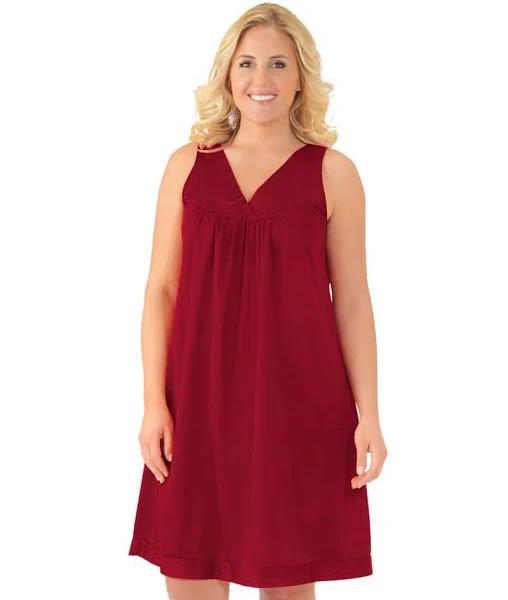 Plus Size Short Sleeveless Nightgown, Sangria / 1XL by Exquisite Form