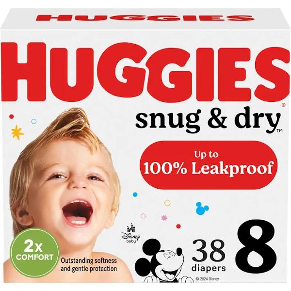 Huggies Size 8 Diapers, Snug & Dry Baby Diapers, Size 8 (46+ lbs), 38 Count