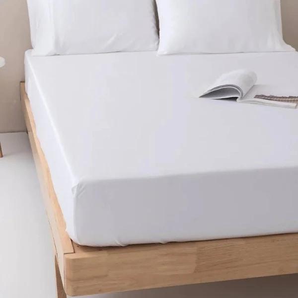 Bamboo Fitted Sheet - White, King Single