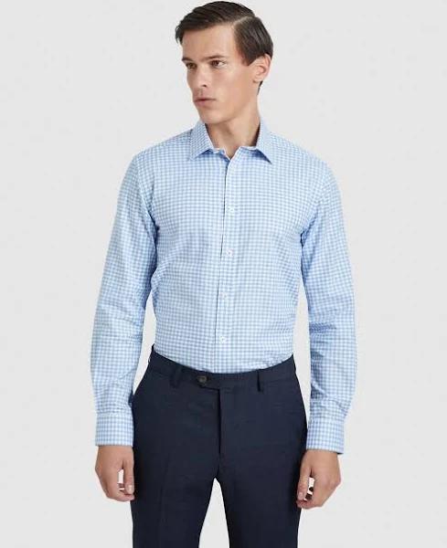 Oxford Men's Beckton Checked Shirt - Sky - Medium