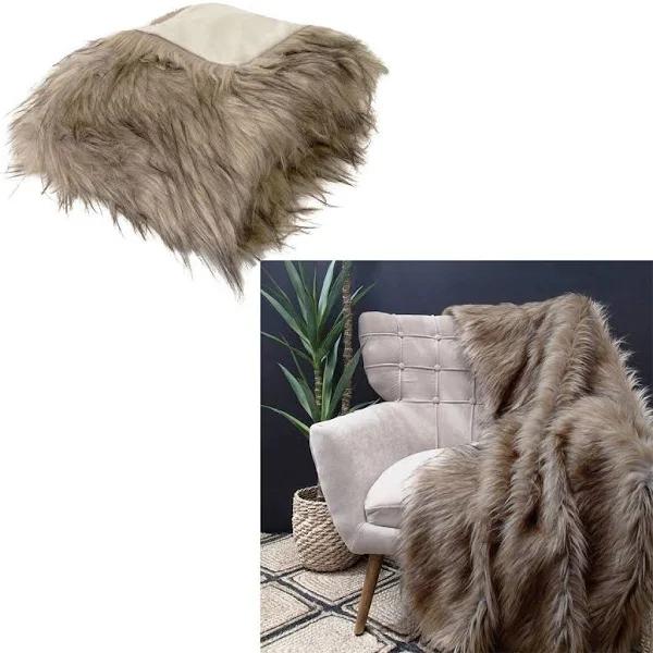 J Elliot Home Elk Luxury Faux Fur Throw 130 x 160cm