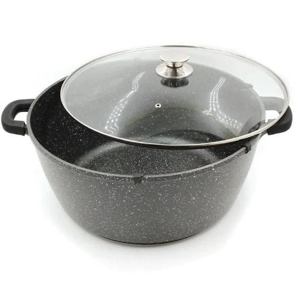 Non Stick Marble Coated Die Cast Aluminium Casserole Black Induction (32cm)